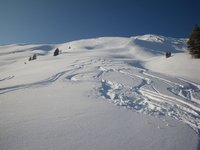 Rückblick auf den vorher unverspurten Hang