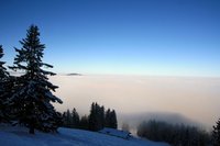 ber der Nebelgrenze schaut links der Schliersberg heraus