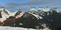 Ungefhrer Verlauf der Rotwand Reibn - die rot eingezeichnete Taubensteinbahn fhrt jedoch nicht mehr im Winter