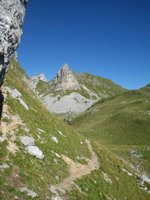 Blick zum Rokopf, andem der nchste Klettersteig wartet