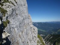 Platte Wand am Klettersteig auf die Seekarlspitze