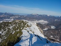 Blick vom Unterberghorn Gipfel auf den Rckweg zum Skidepot