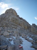 In der Scharte vor dem 2. Klettersteigabschnitt